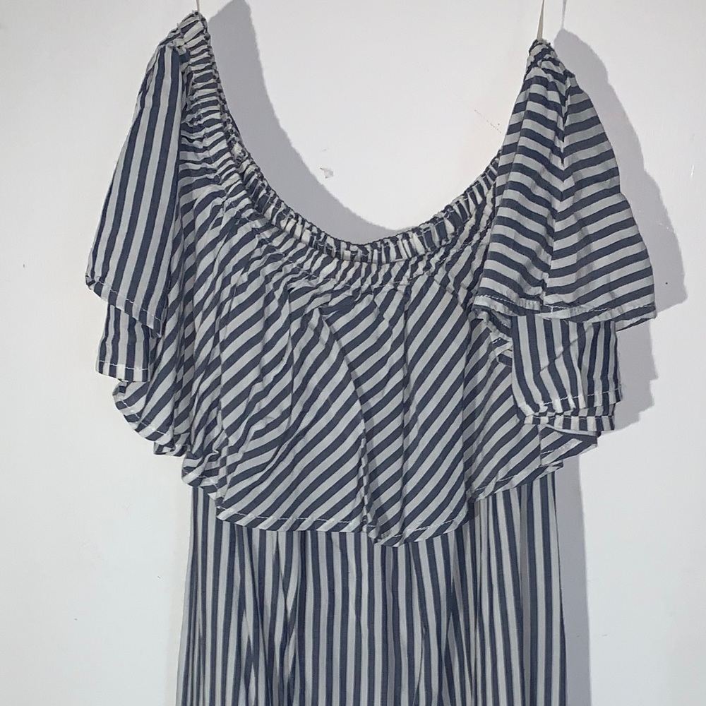 Strapless Blue & White Dress